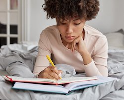 Girl studying for a test