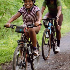 Elizabeth and mom, Taneika, share a love for mt biking