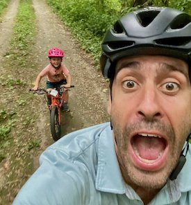 Jake Hollenbach is about to get skooled on a mtb ride